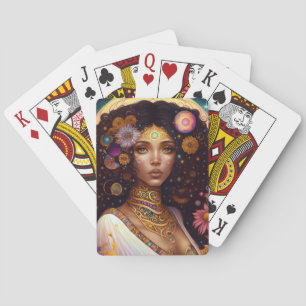 African American Black Goddess Queen Fantasy Art Playing Cards