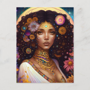 African American Black Goddess Queen Fantasy Art Postcard