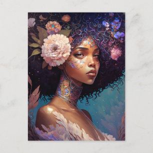 African American Black Goddess Queen Fantasy Art Postcard