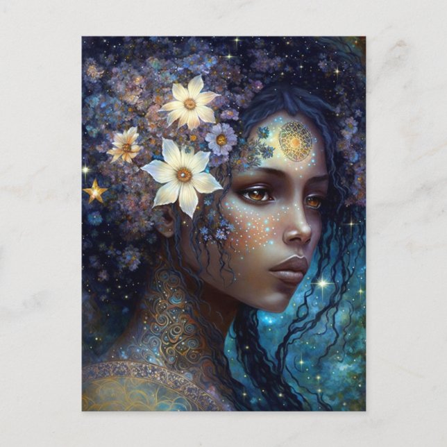 African American Black Goddess Queen Fantasy Art Postcard (Front)