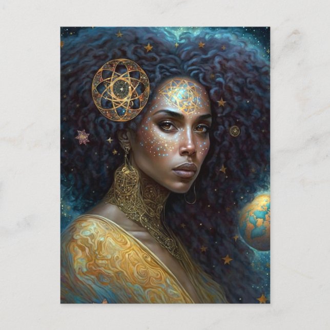 African American Black Goddess Queen Fantasy Art Postcard (Front)