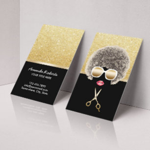 African American Black & Gold Hair Stylist Business Card