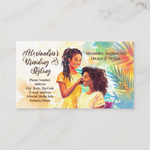 African-American Black Hairstylist Salon Braiding Business Card