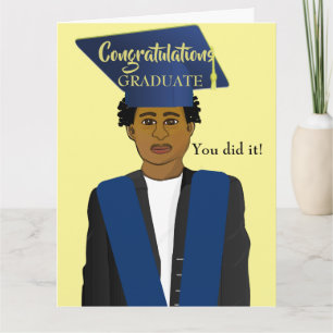 African American Black Male Grad Graduate Card