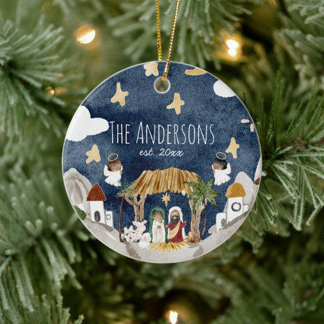 African American Black Nativity Christmas Ceramic Tree Decoration (Tree)