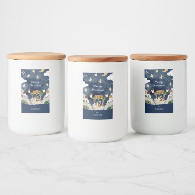 African American Black Nativity Christmas Food Label (Bottles)