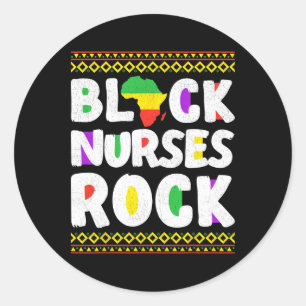 African American Black Nurse Rock Juneteenth 1 Classic Round Sticker