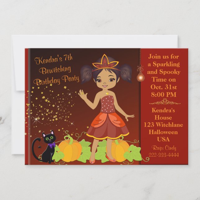 African American Black Princess Halloween Invite (Front)