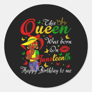 African american black queen happy birthday classic round sticker