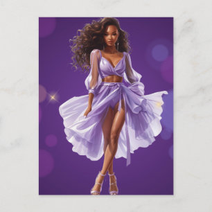 African American Black Queen Melanin Sista Shopp Holiday Postcard