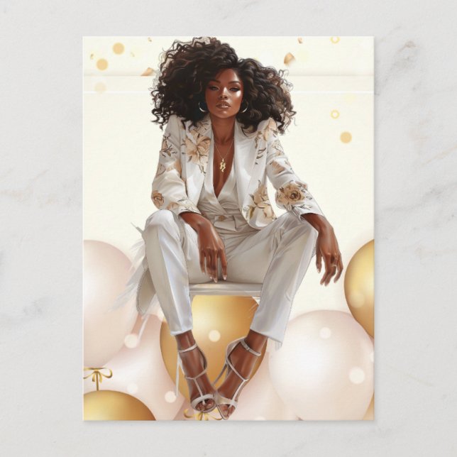 African American Black Queen Melanin Sista Shopp Holiday Postcard (Front)