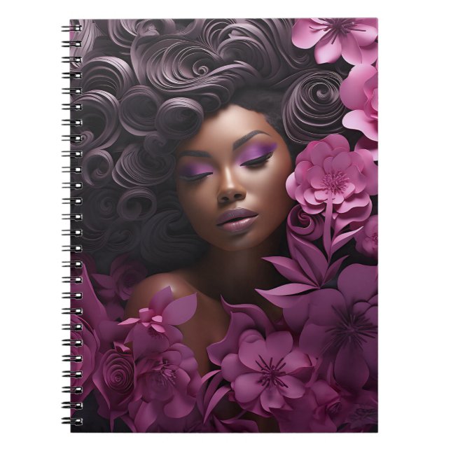 African American Black Queen Melanin Sista Shopp Notebook (Front)