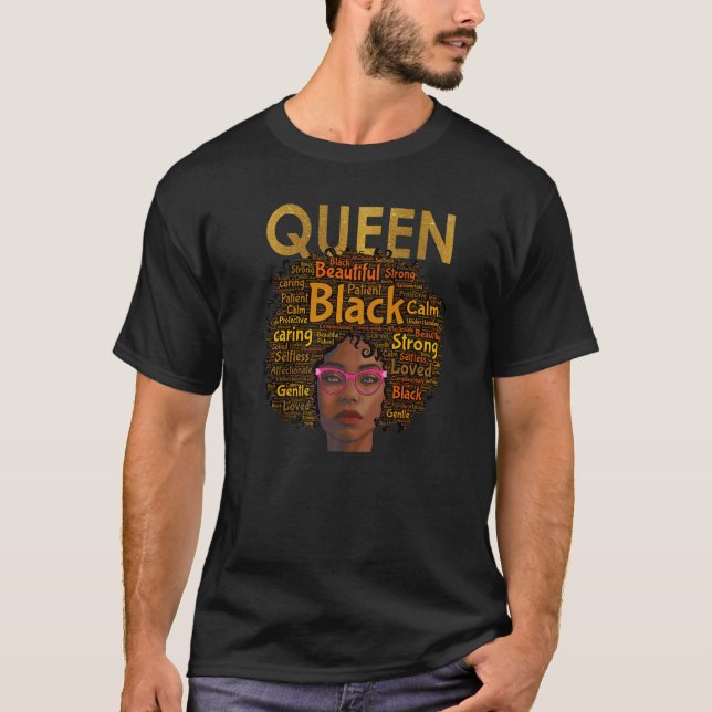 African American Black Queen  Natural Curly Mother T-Shirt (Front)