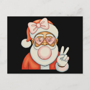 African American Black Santa Bubble Gum Christmas Holiday Postcard