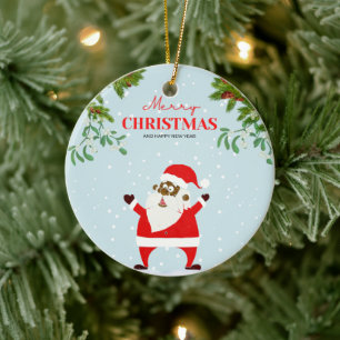 African American Black Santa Claus Christmas Ceramic Tree Decoration