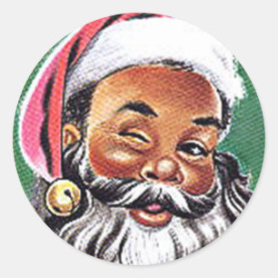 African American Black Santa Claus Christmas Classic Round Sticker