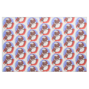 African American Black Santa Claus Christmas Fabric
