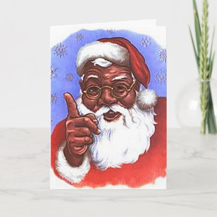 African American Black Santa Claus Christmas Holiday Card