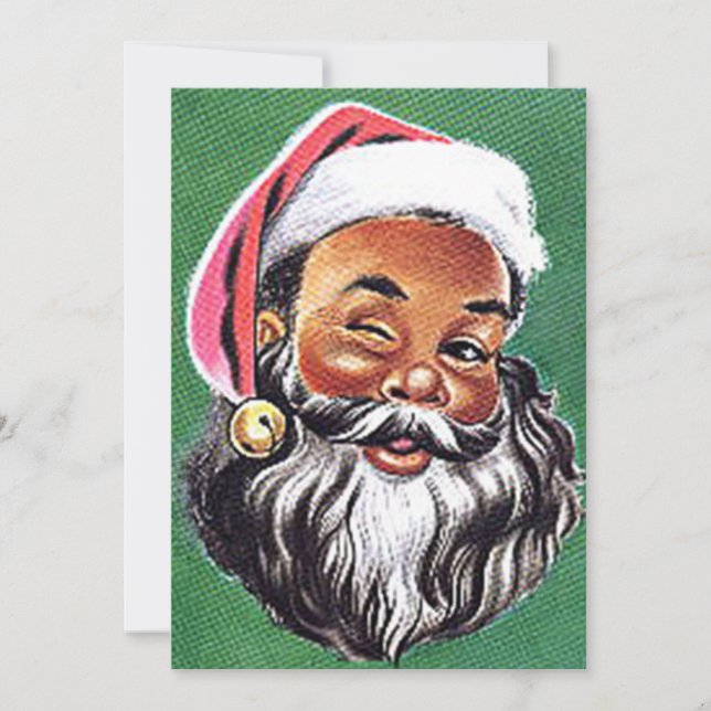 African American Black Santa Claus Christmas Holiday Card (Front)