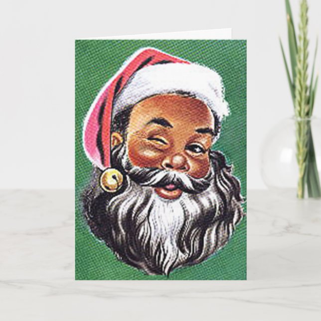 African American Black Santa Claus Christmas Holiday Card (Front)
