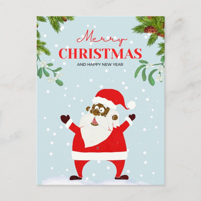 African American Black Santa Claus Christmas Holiday Postcard (Front)