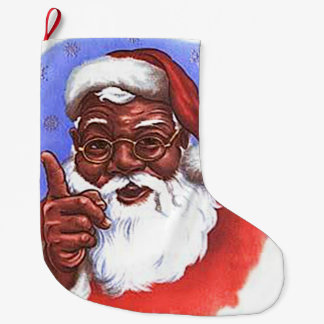 African American Black Santa Claus Christmas Large Christmas Stocking