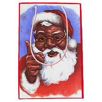 African American Black Santa Claus Christmas Medium Gift Bag