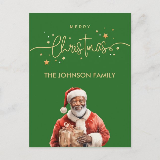 African American Black Santa Claus Christmas Postcard (Front)