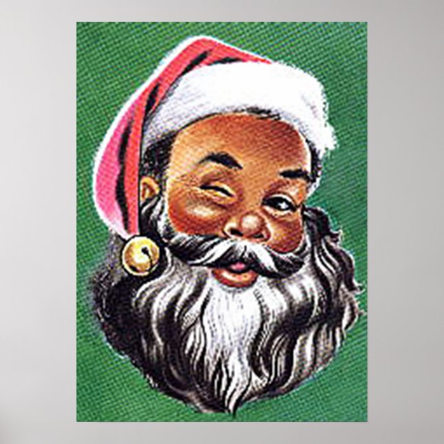 African American Black Santa Claus Christmas Poster (Front)