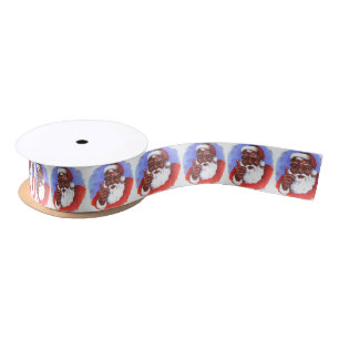 African American Black Santa Claus Christmas Satin Ribbon