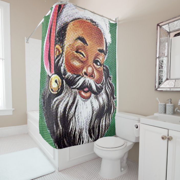African American Black Santa Claus Christmas Shower Curtain Zazzle.co.uk