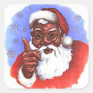 African American Black Santa Claus Christmas Square Sticker
