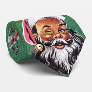 African American Black Santa Claus Christmas Tie