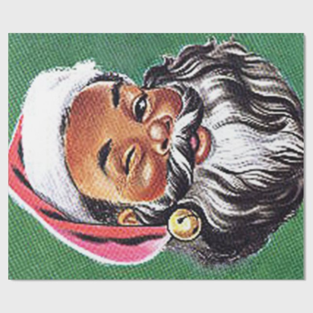 African American Black Santa Claus Christmas Wrapping Paper (Flat)