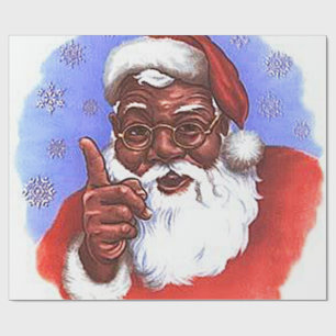 African American Black Santa Claus Christmas Wrapping Paper
