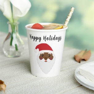  African American Black Santa Claus Paper Cups