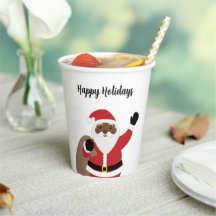African American Black Santa Claus Paper Cups