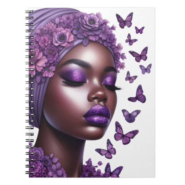 African American black woman melanin sista butterf Notebook (Front)