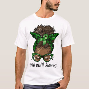 African American Black Woman Mental Health Awarene T-Shirt