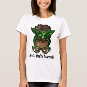 African American Black Woman Mental Health Awarene T-Shirt