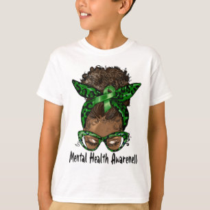 African American Black Woman Mental Health Awarene T-Shirt