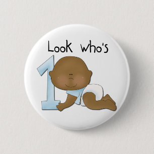 African American Boy 1st Birthday Tshirts and Gift 6 Cm Round Badge
