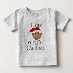 African American Boy 1st Christmas Baby T-Shirt