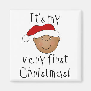 African American Boy 1st Christmas Magnet