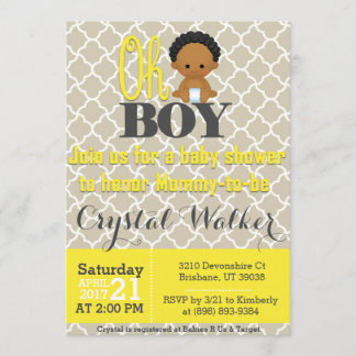 African American Boy Baby Shower Invitation