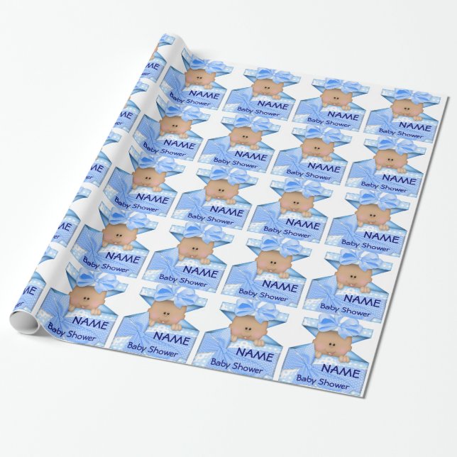 African American Boy Baby Shower Wrapping paper (Unrolled)