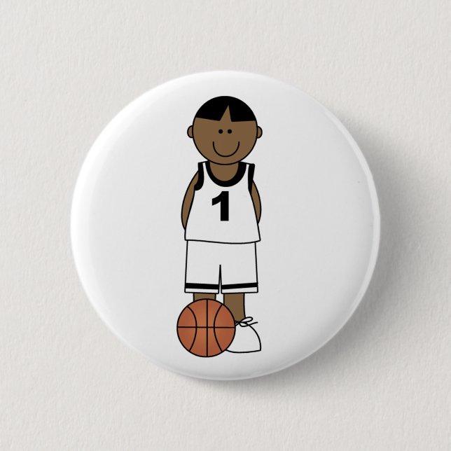 African American Boy Basketball 6 Cm Round Badge (Front)