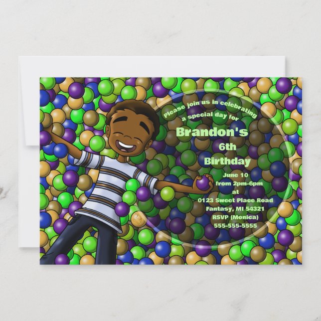African American Boy Birthday Party  Invitation (Front)