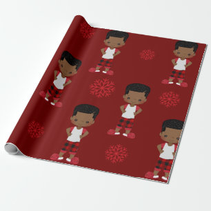 African American Boy Christmas Wrapping Paper