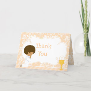 African American Boy First Communion 'Thank You' Thank You Card